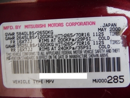2001 MITSUBISHI MONTERO XLS BURGUNDY 3.5L AT 4WD 173826